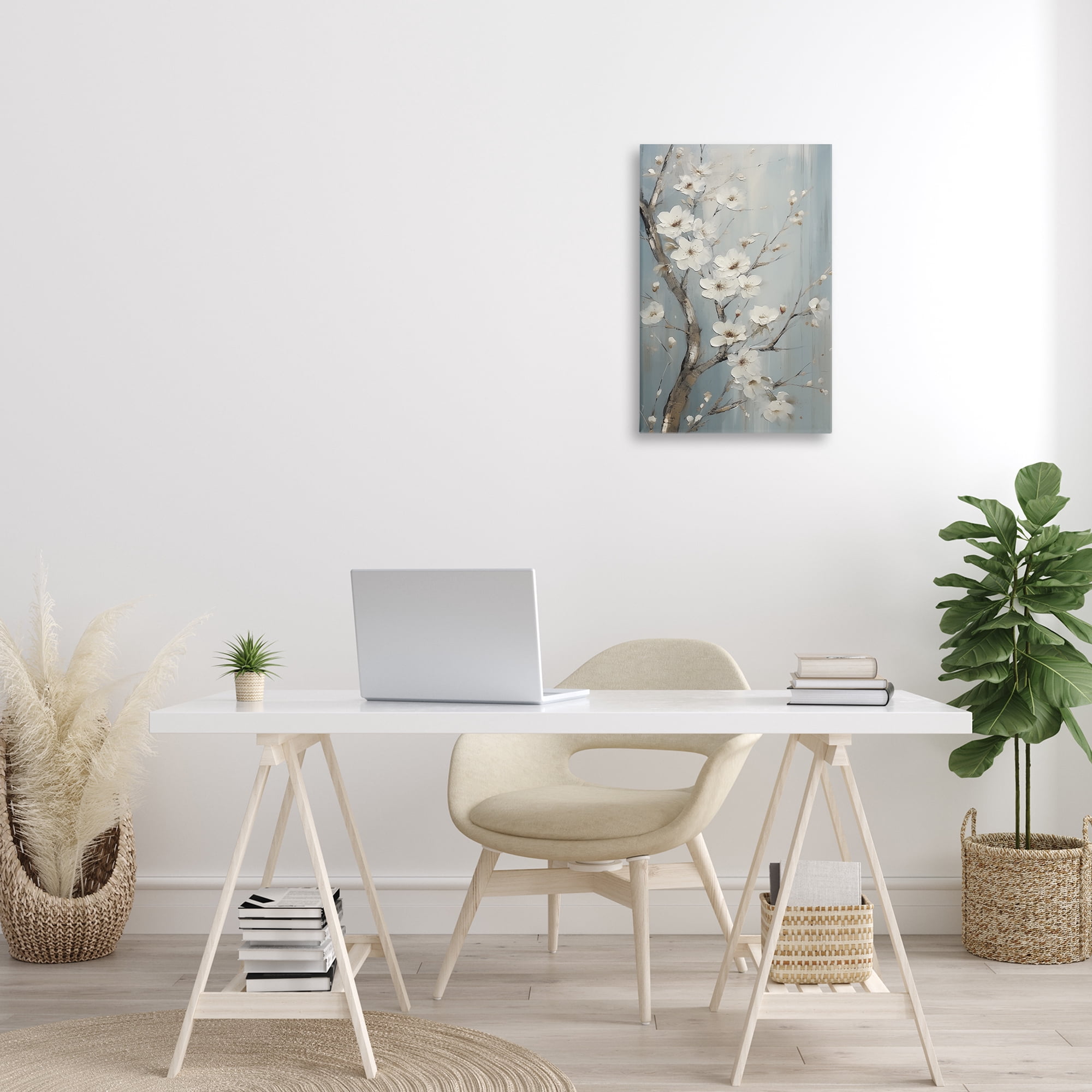 Stupell Industries White Cherry Blossoms Botanical & Floral Painting Gallery Wrapped Canvas Art Print Wall Art, 16 x 24