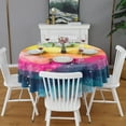 thumbnail image 2 of Colorful Tie Dye Wave Pattern Round Tablecloth 60"x60",Wrinkle Wipeable Table Cloth for Kitchen Dining Room Picnic Patio Party, 2 of 6