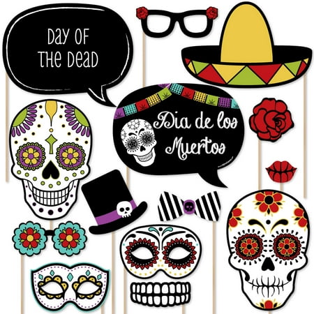 Day Of The Dead - Dia de los Muertos Photo Booth Props Kit - 20 Count