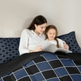 thumbnail image 4 of jejeloiu Classic Grid Twin Bedding Sets 7-Piece,Minimalism Geometric Checkered Bedding Comforter Set,Deepblue Black Sheet Sets For Girls Boys,Super Cozy Room Decor Reversible, 4 of 8