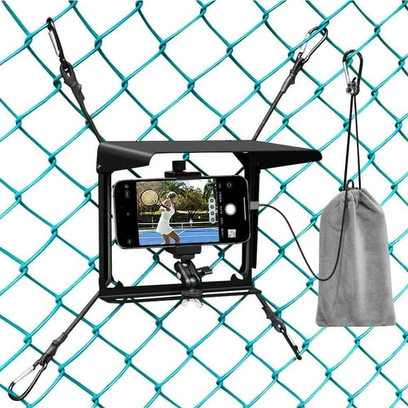 JEMACHE Cell Phone, Action Cameras Fence Mount with Shade for Recording Baseball, Football, Rugby, Softball, Hockey, Tennis Game (Black)