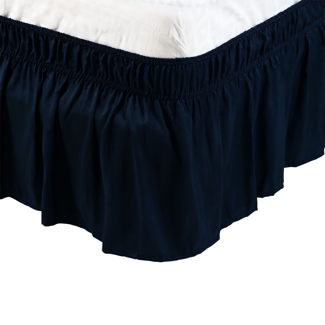 Du Details about   Premium Wrap Around Bed Skirt Elastic Dust Ruffle Three Fabric Sides Wrinkle 