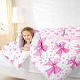 thumbnail image 3 of Erosebridal Pink Polka Dot Bowknot Full Size Comforter Sets for Girls, Watercolor Bow Bedding Sets for Women, Pink Reversible, 3pcs, 3 of 6