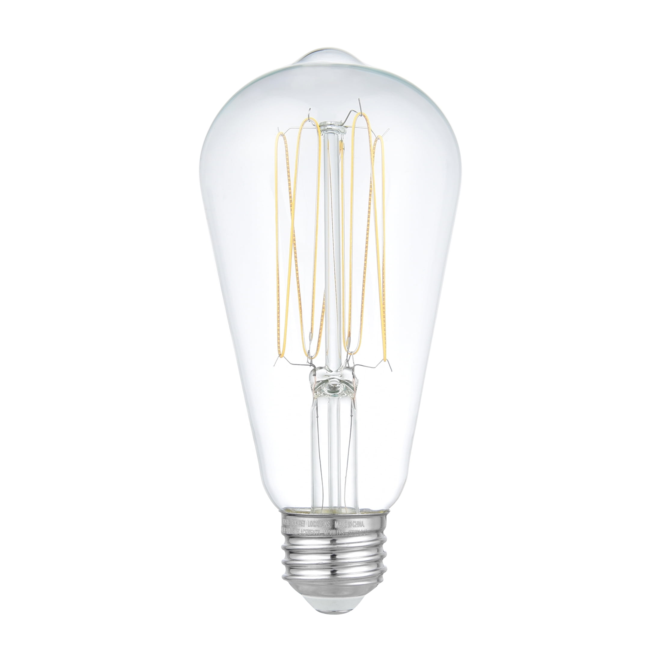 (2 pack) Better Homes & Gardens 6.5W (60W Equivalent) Daylight Dimmable ST19 Thin Filament Light Bulb E26 Base 2 Pack