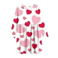 thumbnail image 4 of Girls Pink Heart Print Dress - Long Sleeve A-Line Fit, Stretchy Soft 95% Polyester Fabric, Casual Valentine's Day Outfit for Kids 4-14 Years,Size 9-10 T, 4 of 7