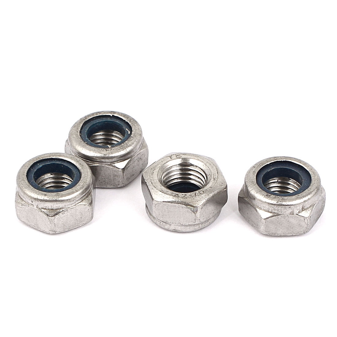 M10x1.25mm 304 Stainless Steel SelfLocking Hex Lock Stop Nut Silver