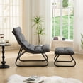 thumbnail image 4 of Jopath Outdoor Lounge Chair with Ottoman, Comfy Sling Recliner Chair with Puffy Cushion and Foot Stool for Living Room Bedroom Reading Room Gray, 4 of 9