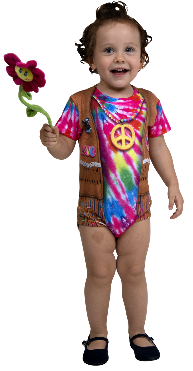 Disfraz De Hippie Para Bebé: Camiseta Con Chaleco Y Pantalón, Talla 6-12 Meses