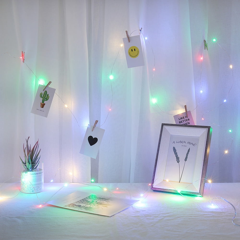 100 LED Photo Clips String Lights Hanging Picture Remote Fairy Lamp Xmas Decor 