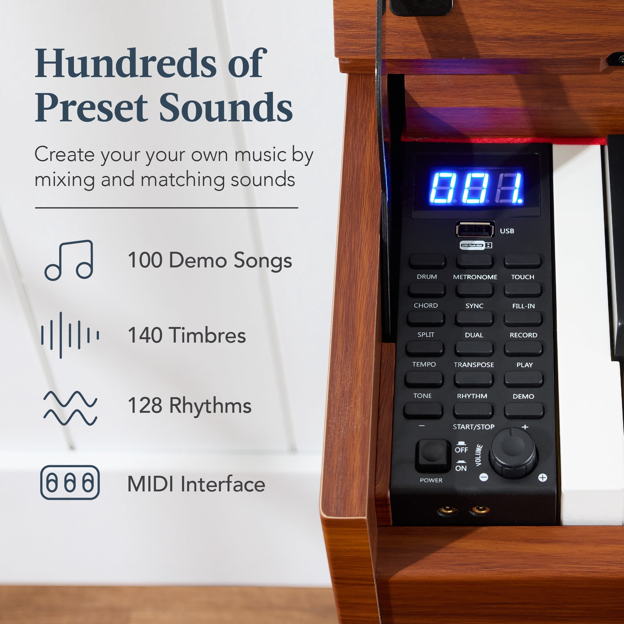 Best Choice Product Modern 88 Key Fully Weighted Desk Style Digital Piano w/ Metal Legs, 3 Sustain Pedal - Natural