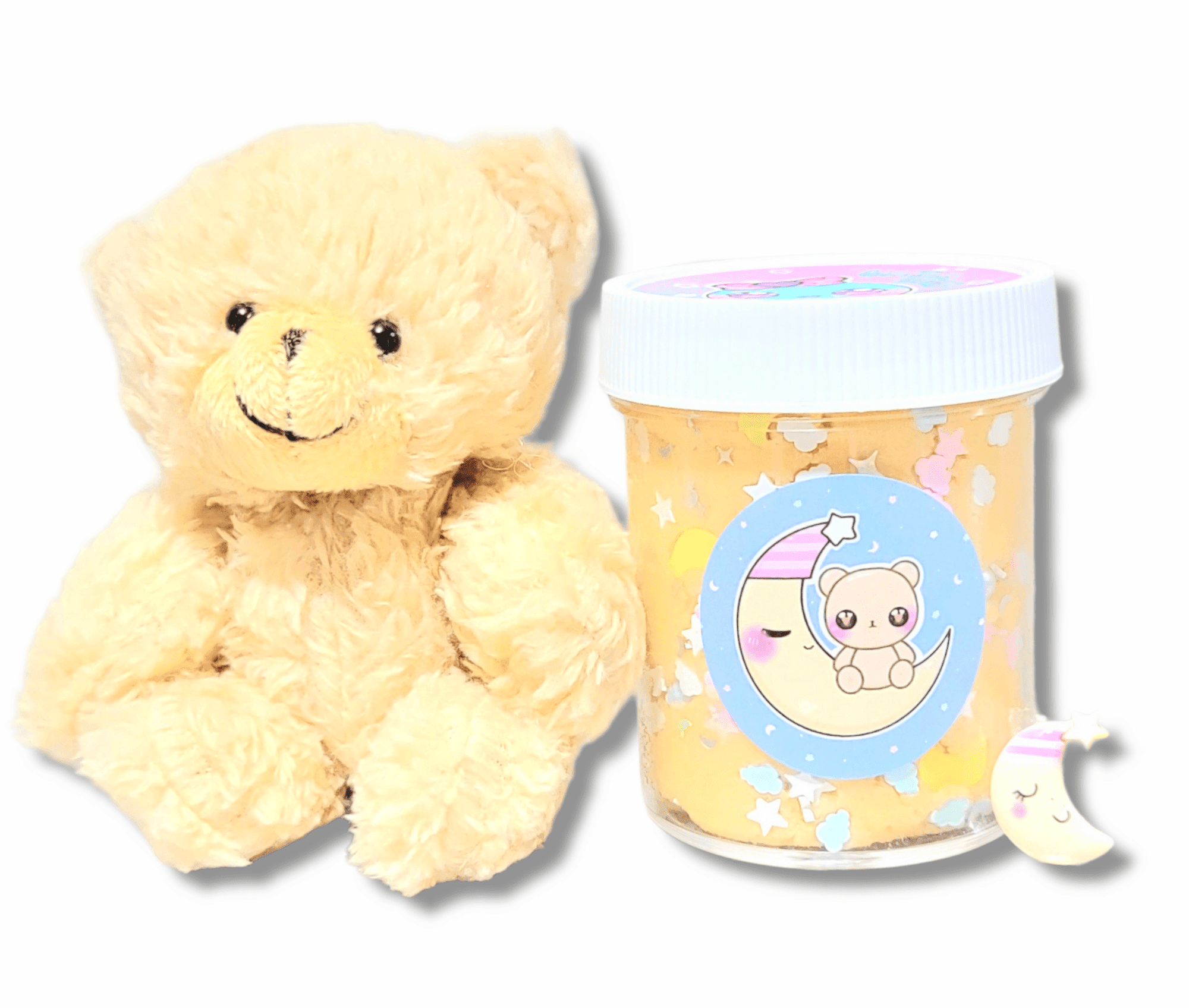 Beary Sleepy Cloud Slime Bundle with Plushie, Fresh Linen Scent, Stress Relief Sensory Toy 8oz Hoshimi Slimes