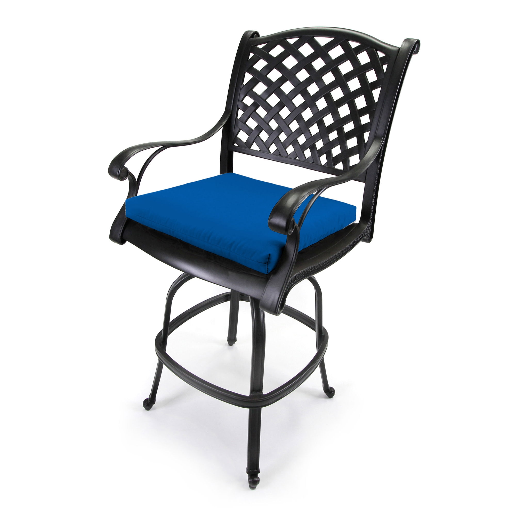 Jordan Manufacturing 18" x 19" Royal Blue Solid Rectangular Outdoor Chair Pad Seat Cushion with Ties and Hanger Loop (2 Pack)