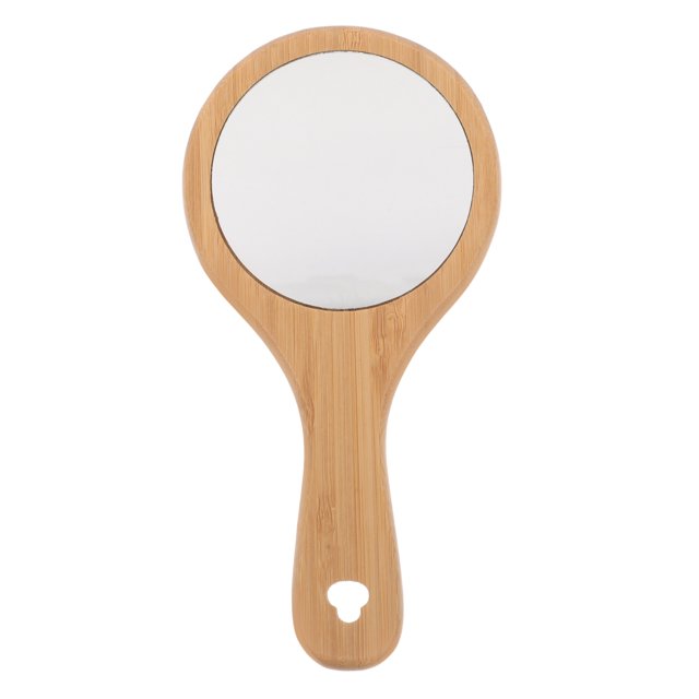 Shisuyan Wooden Small Mirror Handheld For Women Bathroom Grooming 1Pack 7.7X3.9X0.5In