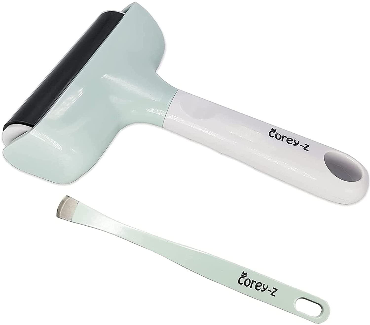 Brayer Roller Tweezers Set Tape Construction Tool for Printmaking Wallpapers Stamping Gluing Application (3.8 inch, Mint)