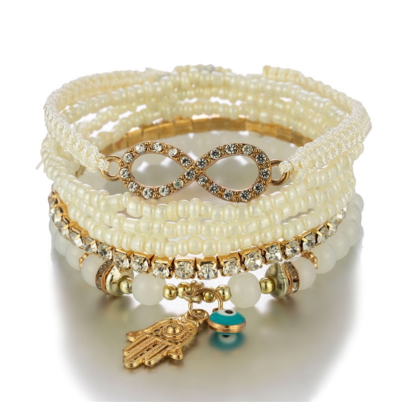 Rush 1PCS Bohemian Stackable Bead Bracelets, Multilayered Stretch Tassel  Bracelet Multicolor Jewelry Pendant Charm Bracelets for Women Girls S2752 