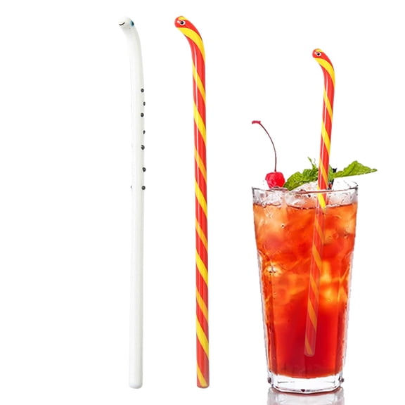 2Pcs Cocktail Mixing Swizzle Sticks,Long Shape Swizzle Sticks Hand Blown Glass Stir Sticks For Mixing Cocktails
