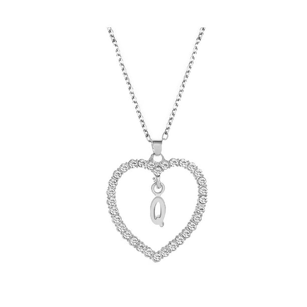 Collar para mujer, joyería para mujer, collar con colgante para mujer, joyería con alfabeto, collar con corazón para amantes, regalos, collar de aleación