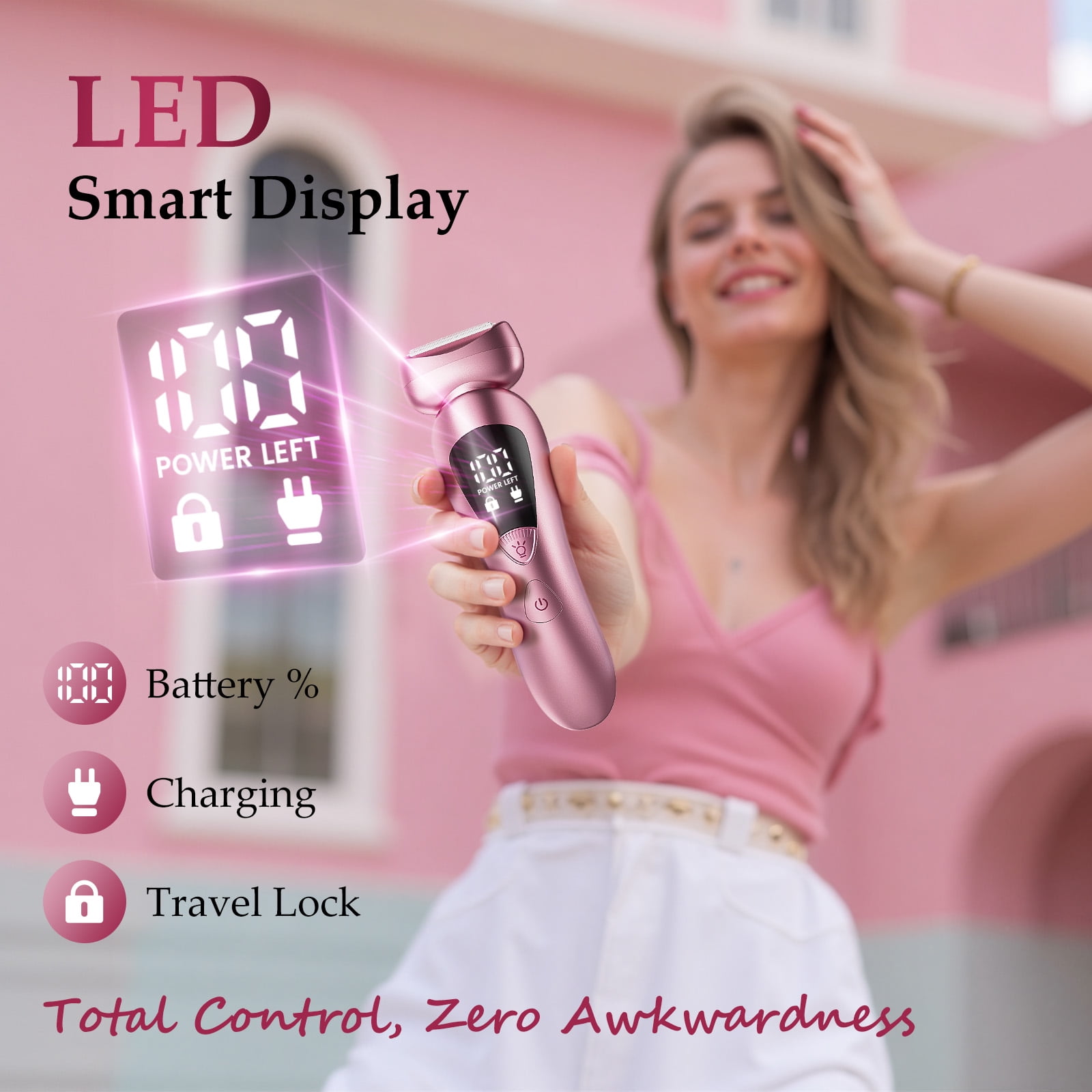 Skdwakiz Electric Razor for Women, 2-in-1 Womens Electric Razor, Rechargeable Cordless Bikini Trimmer Shaver, IPX7 Waterproof Wet Dry Body Pubic Hair Trimmer, Lady Shaver for Face, Underarm & Legs