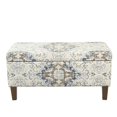 thumbnail image 2 of HomePop Transitional Fabric Large Decorative Storage Bench in Cream, 2 of 11