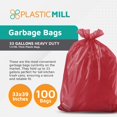 thumbnail image 4 of PlasticMill Sacs à Ordures 33 Gallons : Rouge, 1.5 MIL, 33x39, 100 Sacs, 4 of 4