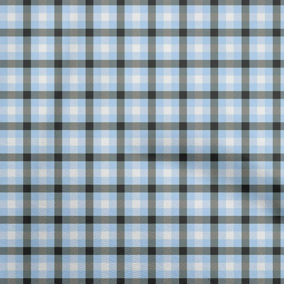 oneOone Silk Tabby Light Blue Fabric Check Dress Material Fabric Print Fabric By The Yard 42 Inch Wide