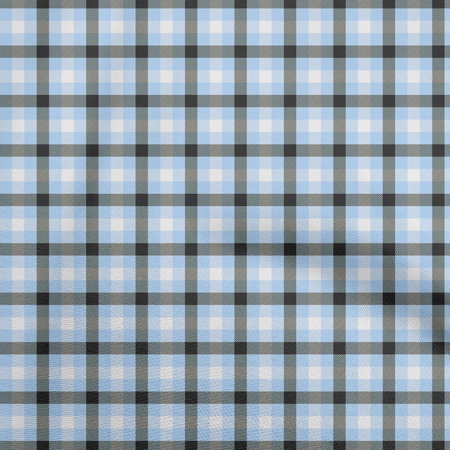 oneOone Cotton Jersey Light Blue Fabric Check Sewing Craft Projects Fabric Prints By Yard 58 Inch Wide