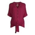 thumbnail image 6 of Time and Tru Women's Maternity Short Sleeve Button Up T-Shirt, 6 of 6