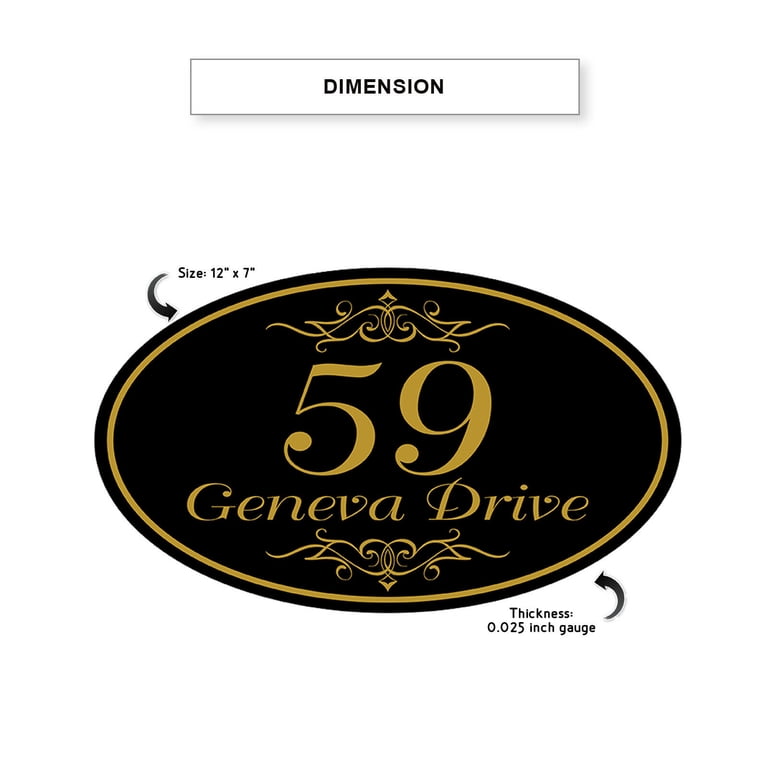 Custom Aluminum House Address Sign – 3x12 Inches, Personalized, Black Glossy Finish