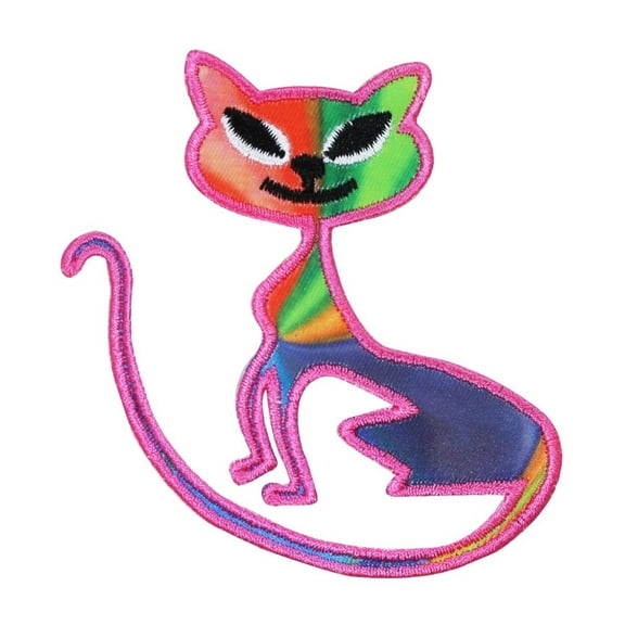 Tie Dye Cat Patch Psychedelic Kitty Hippie Dye Sublimation Iron On Applique