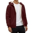 thumbnail image 5 of Vividxx Men's Jacket Solid Color Hooded Jacket With Pockets Drawstring Warm Zip Up Outerwear Coat For Casual Winter Long Sleeve, 5 of 6