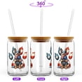 thumbnail image 2 of Patriotic Australian Cattle Dog 4th of July Independence Paws 16oz Glass Cup Mug Heeler Lover Gifts Glass Can with Bamboo Lid and Straw - 02010, 2 of 5