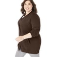 thumbnail image 3 of Woman Within Plus Size Fleece Baseball Jacket Long Oversized Fleece Coat, 3 of 6