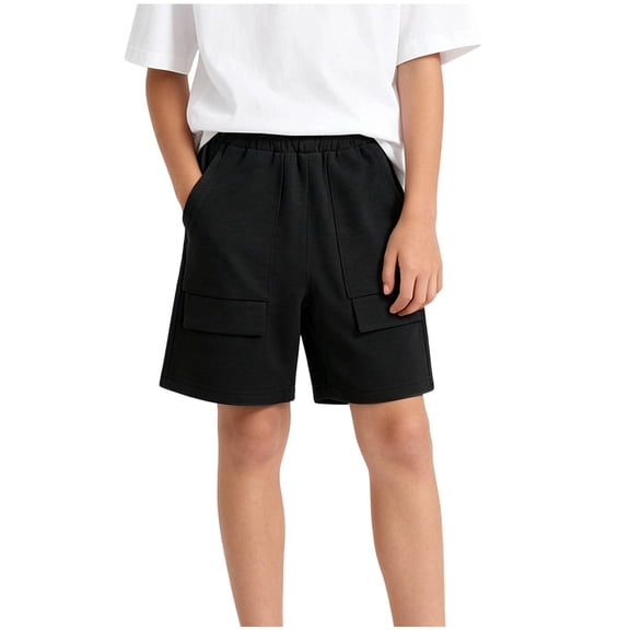 Atogsazn Kids Boys Summer Cargo Shorts Childrens Casual Wide Leg Ahtletic Jogger Short Pants with Pocket Black 3-4 Years Fashion