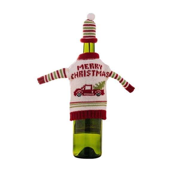 Christmas Wine Sweater Cover, Handmade Knitted Cartoon Decorative Bottle Bags, Adorable Santa Claus Snowman Decor for Xmas Holiday Party Home Decorations