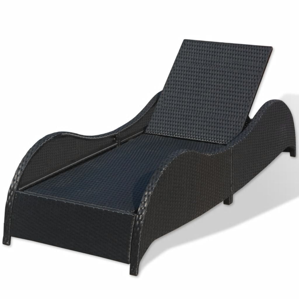 Sun Lounger with Cushion Poly Rattan, Rattan Wicker Lounger Seater
