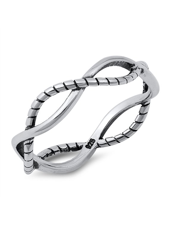 Infinity Rope Ring .925 Solid Sterling Silver Band Jewelry Female Male Unisex Size 6