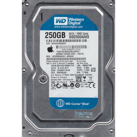 WD2500AAKS-402AA0, DCM HGNNHTJACN, Western Digital 250GB SATA 3.5 Hard Drive