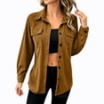 thumbnail image 2 of Ynynloco Women's Corduroy Button Down Shirts Boyfriend Long Sleeve Oversized Blouses Tops, 2 of 7