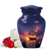 Yatskia Sailing Ship Sunset Urn for Ashes Adult Male, Small Urns for Human Ashes Keepsake, Decorative Urns for Human Ash Adult Female, (Classic Pack of 1, 3 Inch)