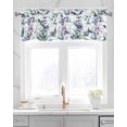 thumbnail image 2 of Teal Botanical Linen Curtain Valance for Bedroom/Bathroom/Kitchen/Office/Living/Dining Room Window,Pastoral Plants Spring Floral Birds Rod Pocket Topper Decorative Cafe Drapes Panel 54"x18", 2 of 6