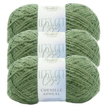 Lion Brand Yarn Chenille Appeal Loden Green Chenille Medium Polyester Green Yarn 3-Pack