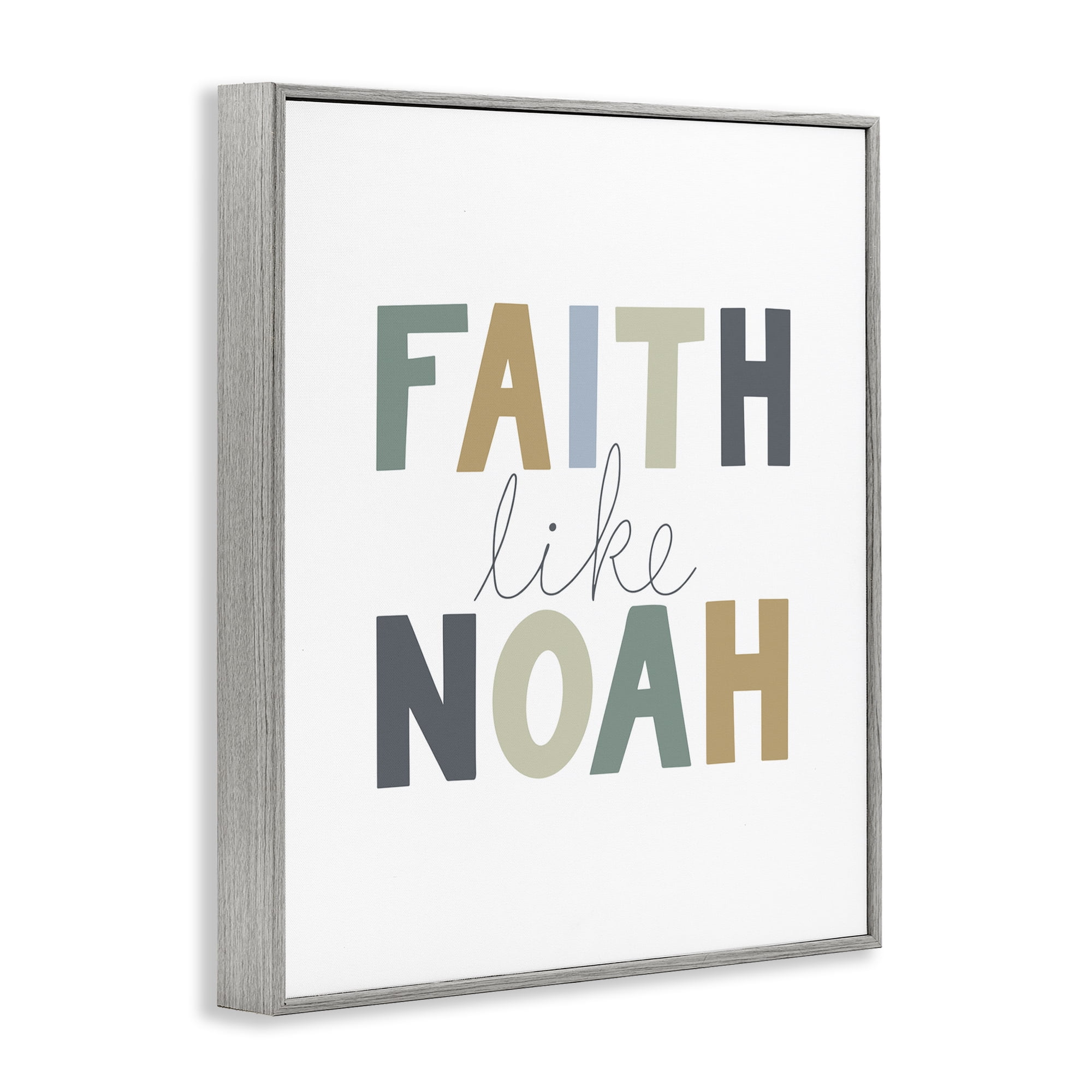 Stupell Industries Faith Like Noah Religious Painting Gray Framed Art Print Wall Art, 16 x 20