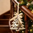 thumbnail image 3 of Toycle Hollow Metal Christmas Ornaments Golden Hanging Decor With Bow Crystal Xmas Tree Decorations For Decor B, 3 of 6