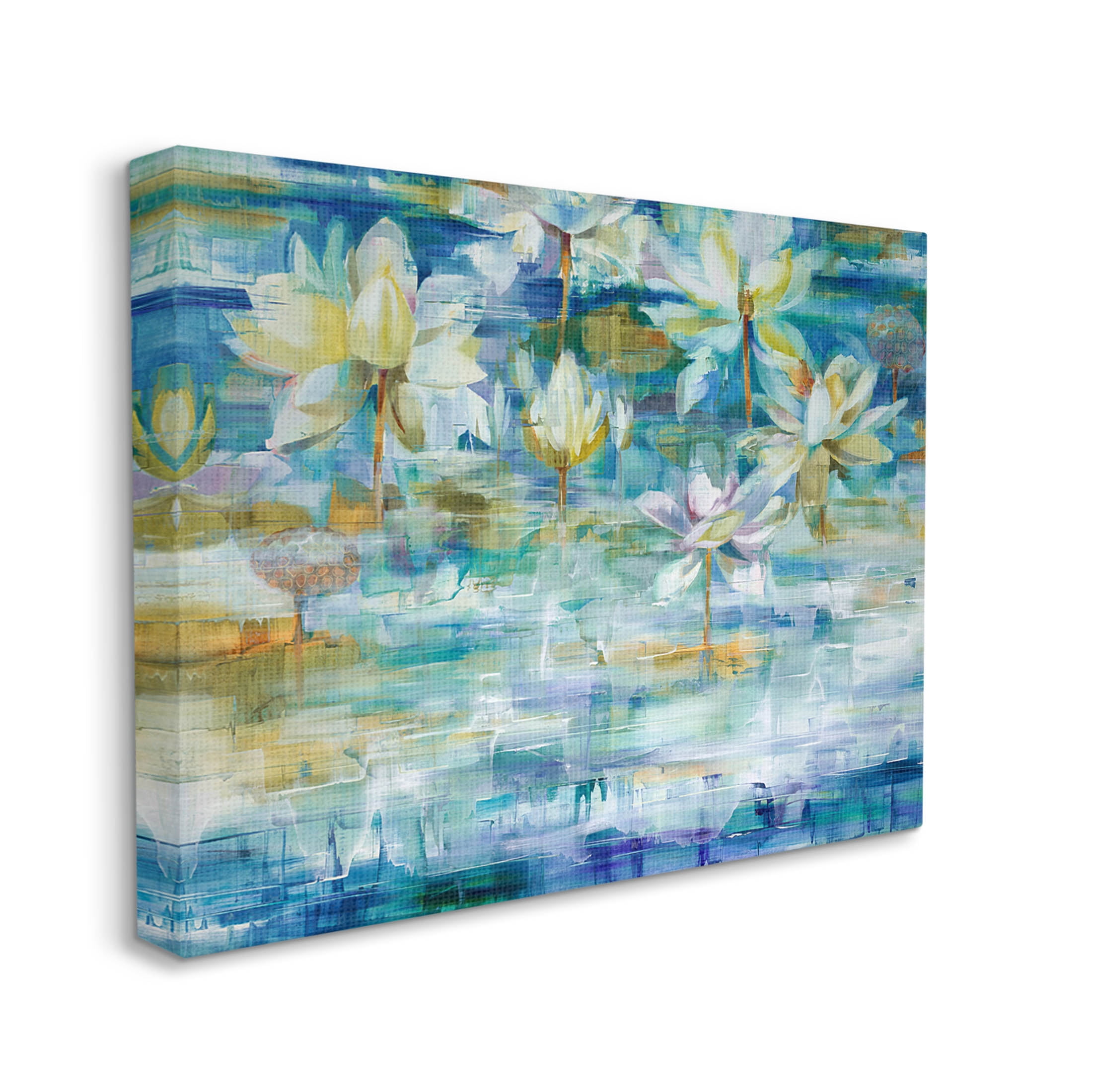 Stupell Industries Lotus Water Lilies Modern Pond Painting Gallery Wrapped Canvas Print Wall Art, Design by Liz Jardine