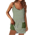 thumbnail image 2 of Sleeveless Striped Print Women Spaghetti Strap V-neck Mini Dress with Built in Shorts, 2 of 7