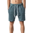 thumbnail image 2 of Heavyweight Knitted Shorts for Men Summer Casual Elastic Waist Jacquard Straight Leg Shorts with Pockets, 2 of 6
