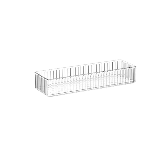 Organizador de cajones de plástico transparente con compartimentos divididos para almacenamiento de pintalabios, maquillaje y utensilios