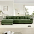 thumbnail image 2 of 130" Modern Corduroy Sectional Couches for Living Room, Comfortable L Shaped Couch with Chaise Sofa, Green 3 Seater Couch with 1 Ottoman for Flexible Layout, Muebles para la Sala, 2 of 8