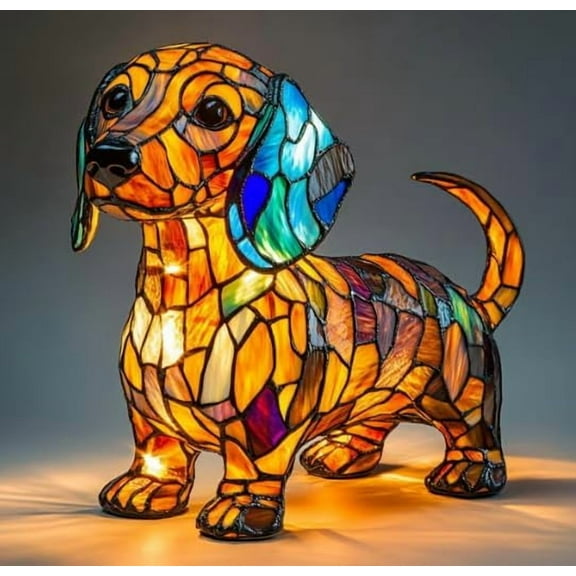 Pug Lamp and Dachshund Table Lamp, Boxer Dog Lamp, Corgi Dogs , 3D Cute Pet Vintage Lamp, Resin Tabletop LED Night Light for Dog Lover