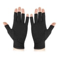 thumbnail image 1 of 1 par de guantes de compresión para artritis, de medio dedo, para bicicleta, para mujer y hombre, color negro. Circunferencia de la palma: 16 cm. Longitud del guante: 21 cm., 1 of 12